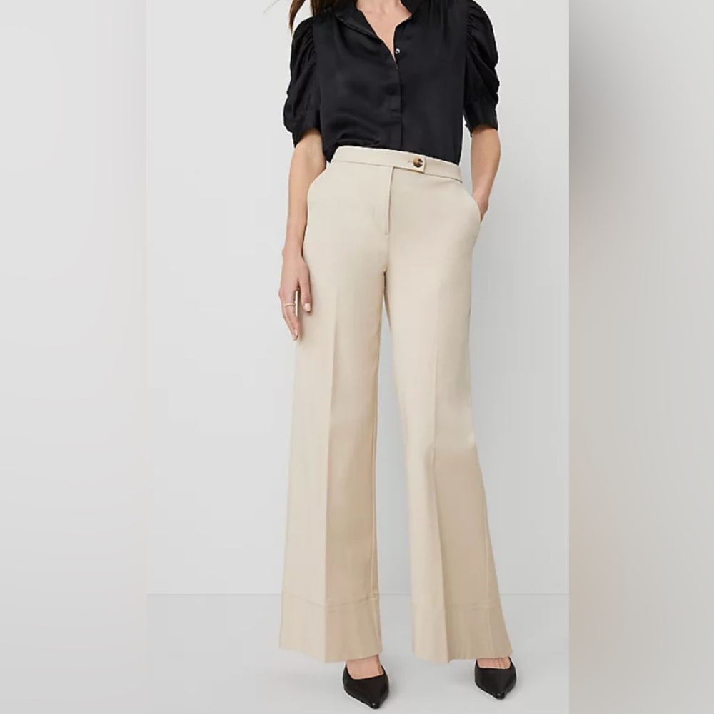 Ann Taylor The Modern Wide-Leg Pant size 4 Toasted Oat